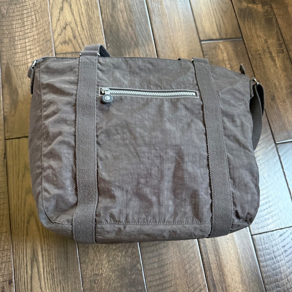 Kipling Asseni Medium Tote Bag Espresso Brown‎ Crinkle Nylon Crossbody Handbag - Picture 7 of 8